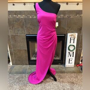 Pink one shoulder Windsor gown, size medium